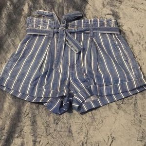 Blue and white striped shorts